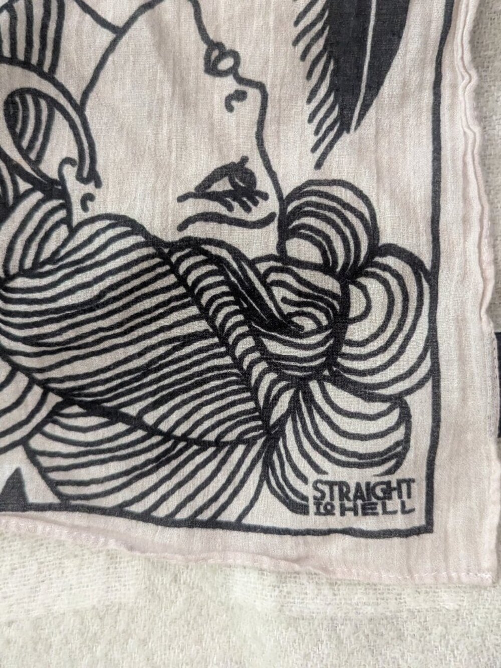 Straight to Hell Tattoo Art Scarf Kerchief 16" - Picture 3 of 3